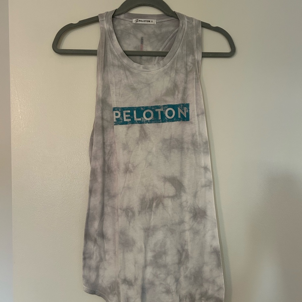 Peloton Blue Logo Gray Tie-Dye Tank Top